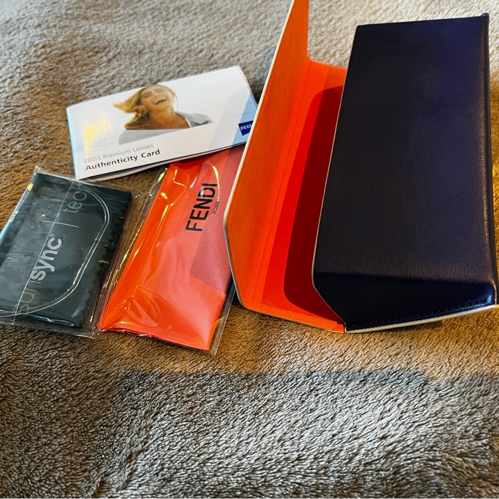 Blue and coral fendi glasses case